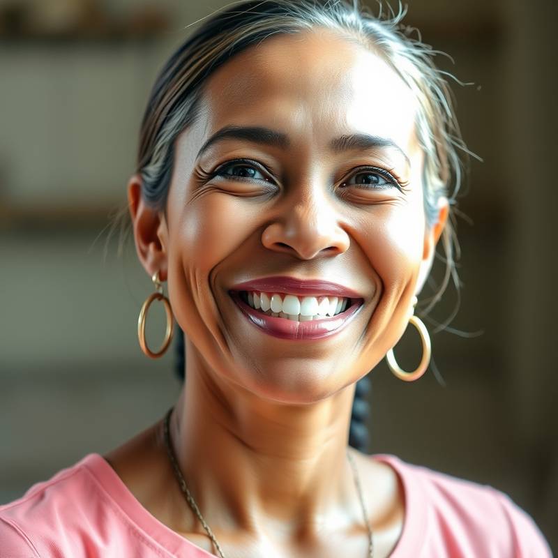 Smiling woman giving a testimonial